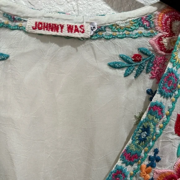 Johnny Was Women's Embroidered Cream Top Tunic - S - Picture 4 of 4